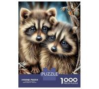 Rompecabezas para Adolescentes 1000 Piezas Two Raccoons in Winter Forest Rompecabezas para Adultos Juegos Relajantes Regalo De Cumpleaños para Cumpleaños, Navidad 52x38cm/1000pcs
