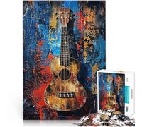 Rompecabezas para Adolescentes 1000 Piezas Ukelele sobre Fondo Abstracto Juego Intelectual Decoración artística del hogar 75x50cm