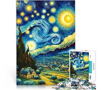 Rompecabezas para Adolescentes 1000 Piezas Un pequeño Pueblo bajo Las Estrellas por la Noche. Análisis y lógica Apto para Parejas 38x52cm