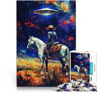 Rompecabezas para Adolescentes 1000 Piezas Un Vaquero se Encuentra con un ovni para divertirse en Familia Apto para Parejas 75x50cm