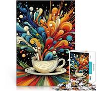 Rompecabezas para Adolescentes 1000 Piezas Una Taza de café de una línea Alivio del estrés Juego Educativo para cumpleaños y Navidad. 38x26cm