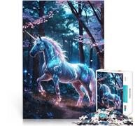Rompecabezas para Adolescentes 1000 Piezas Unicornio de fantasía Brillante Juego práctico con Piezas de Formas aleatorias Que se entrelazan Completamente 38x26cm
