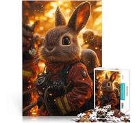 Rompecabezas para Adolescentes 1000 Piezas Valiente Conejito Bombero Juegos Divertidos con Piezas de Formas aleatorias Que se entrelazan Completamente 38x26cm