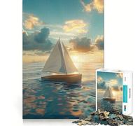 Rompecabezas para Adolescentes 1000 Piezas Velero de Juguete cruza el mar Piezas de Corte preciso Divertido, Creativo, para ejercitar la Mente, Relajarse y divertirse (38x26cm)