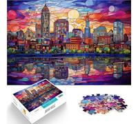 Rompecabezas para Adolescentes 1000 Piezas Vidrieras de Boston Juegos educativos Decoración del hogar Regalo de cumpleaños 38x26cm
