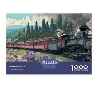 Rompecabezas para Adolescentes 1000 Piezas Vintage Steam Train Journey Through Lush Gardens Rompecabezas para Adultos Juego De Ingenio Difícil Difícil Regalos para Reducir El Estrés 38x26cm/1000pcs
