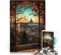 Rompecabezas para Adolescentes 1000 Piezas Vista del crepúsculo de Roma Juguetes de Bricolaje Juego Educativo para cumpleaños y Navidad. 75x50cm