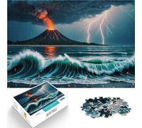 Rompecabezas para Adolescentes 1000 Piezas Volcán en erupción Durante una tormenta Juego Educativo Familiar Apto para Parejas 52x38cm
