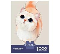 Rompecabezas para Adolescentes 1000 Piezas Watercolor Cat with Big Blue Eyes Rompecabezas para Adultos Juguete Decoración De Pared Corte De Precisión Ayuda A Ejercitar El Cerebro 70x50cm/1000pcs