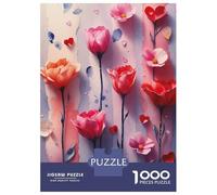 Rompecabezas Para Adolescentes 1000 Piezas Watercolor Flowers And Hearts Pattern Rompecabezas Para Adultos Juegos De Relajación Corte De Precisión Oferta Como Regalo Para Toda La Familia 70x50cm/1000p