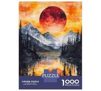 Rompecabezas para Adolescentes 1000 Piezas Watercolor Sunset Landscape Painting Rompecabezas para Adultos Juegos Divertidos Decoración Interacción Entre Padres E Hijos 52x38cm/1000pcs