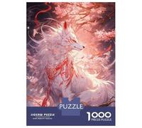 Rompecabezas para Adolescentes 1000 Piezas White Kitsune of Sakura Rompecabezas para Adultos Juegos Relajantes Mejora La Memoria Difícil Y Desafiante 70x50cm/1000pcs