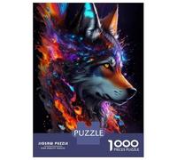 Rompecabezas para Adolescentes 1000 Piezas Wolf Head Colorful Art Print Rompecabezas para Adultos Juegos Relajantes Desafío Difícil Interacción Entre Padres E Hijos 70x50cm/1000pcs