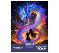 Rompecabezas para Adolescentes 1000 Piezas Woman and Celestial Dragon Fantasy Art Rompecabezas para Adultos Juegos Familiares Análisis Y Lógica para Cumpleaños, Navidad 52x38cm/1000pcs