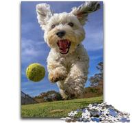 Rompecabezas para Adolescentes 1000 Piezas Yorkshire Terrier Jugando al Tenis Ayuda al Cerebro a ejercitar Juguetes adictivos para Cultivar la Paciencia Adecuado para Parejas 26x38cm