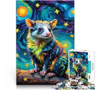 Rompecabezas para Adolescentes 1000 Piezas Zarigüeya en la Noche Estrellada Actividad Familiar Interacción Entre Padres e Hijos 52x38cm