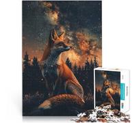 Rompecabezas para Adolescentes 1000 Piezas Zorro en el Bosque con meteorito Juegos de relajación Regalo de Obra de Arte 52x38cm