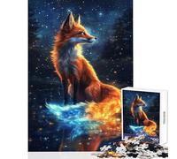 Rompecabezas para Adolescentes 1000 Piezas Zorro neón Azul y la Luna Juguetes de Bricolaje Grandes Regalos y Juguetes Juegos Familiares Mejorar el Amor en Pareja Tamaño 50x75cm