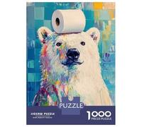 Rompecabezas para Adolescentes 1000 Polar Bear with Toilet Paper Rompecabezas para Adultos Juguete Decoración De Pared Alivia El Estrés Ayuda A Ejercitar El Cerebro 70x50cm/1000pcs