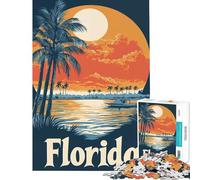 Rompecabezas para Adolescentes 1000 Póster de Paisaje de Puesta de Sol de Florida para cumpleaños Navidad Mejora la Memoria Juguetes antiestrés Adecuado para Mayores de 14 años (38x52cm)