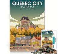 Rompecabezas para Adolescentes 1000 Póster de Viaje de la Ciudad de Quebec Corte Exacto Juego Acertijo Regalo Tiempo de Juego Tranquilo Regalo de Arte navideño (50x75cm)