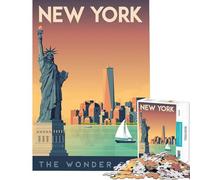 Rompecabezas para Adolescentes 1000 Póster de Viaje de Nueva York Juguetes adictivos para Cultivar la Paciencia Juego de ingenio Difícil Regalos de cumpleaños Tamaño 38x26cm