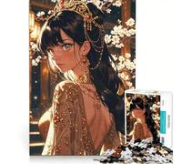 Rompecabezas para Adolescentes: 1000 Princesas de Anime con atuendos Dorados, Juegos relajantes, interacción Entre Padres e Hijos, Regalos de cumpleaños 50x75cm
