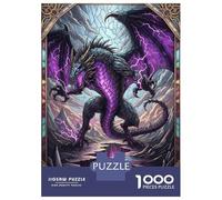 Rompecabezas para Adolescentes 1000 Purple Lightning Dragon Stained Glass Rompecabezas para Adolescentes Juego De Ingenio Decoración De Pared Regalos Y Cumpleaños Únicos 38x26cm/1000pcs
