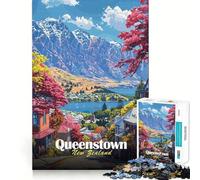 Rompecabezas para Adolescentes 1000 Queenstown Nueva Zelanda Póster de Viaje Corte Exacto Juego Acertijo Regalo Tiempo de Juego Tranquilo Regalo de Arte navideño (38x26cm)