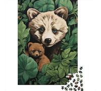 Rompecabezas para Adolescentes 1000 Raccoon Family in Jungle Rompecabezas DIY Juguetes Difícil Oferta Difícil como Regalos para Toda La Familia 38x26cm/1000pcs