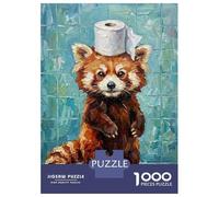 Rompecabezas para Adolescentes 1000 Red Panda with Toilet Paper Rompecabezas para Adolescentes Juego De Ingenio Decoración De Pared Regalos Y Cumpleaños Únicos 52x38cm/1000pcs