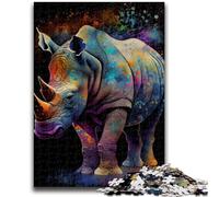 Rompecabezas para Adolescentes: 1000 Rompecabezas con Pintura de Tinta de Rinoceronte Entrena tu Cerebro y Tus Manos Interacción Entre Padres e Hijos para Mayores de 14 años 38x26cm
