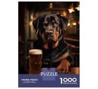 Rompecabezas para Adolescentes 1000 Rottweiler Pint of Beer Rompecabezas para Adultos Juego De Ingenio Carrera De Velocidad De Manos para Cumpleaños, Navidad 52x38cm/1000pcs