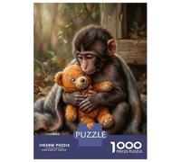 Rompecabezas para Adolescentes 1000 Sad Monkey Hugging Teddy Bear Rompecabezas para Adolescentes Juego De Ingenio Decoración De Pared Regalos Y Cumpleaños Únicos 38x26cm/1000pcs