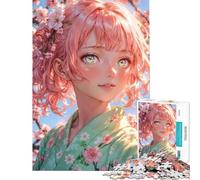 Rompecabezas para Adolescentes 1000 Sakura Harmony︰ Chica Anime con Cabello Rosa Difícil y desafiante Juego Relajante de desafío difícil Apto para Mayores de 14 años (50x75cm)