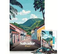 Rompecabezas para Adolescentes 1000 Salvador,Brasil Escena callejera Corte Exacto Juego de ingenio Regalo de Juego Tranquilo Regalo de Arte navideño (38x52cm)