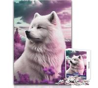 Rompecabezas para Adolescentes 1000 Samoyedo Naturaleza Juego de desafío único Desafío difícil Regalos de cumpleaños Tamaño 38x26cm