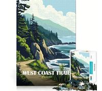 Rompecabezas para Adolescentes 1000 Sendero de la Costa Oeste de Canadá Paisaje Arte Corte preciso Divertido Creativo Juego Mental Relajante Tiempo de Diversión Arte (38x26cm)