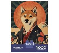 Rompecabezas para Adolescentes 1000 Shiba Inu Japanese Kimono Rompecabezas para Adultos Juguete Decoración De Pared Alivia El Estrés Ayuda A Ejercitar El Cerebro 38x26cm/1000pcs