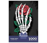 Rompecabezas para Adolescentes 1000 Skeleton Hand Holding Red Rose Rompecabezas para Adultos Juego Práctico Patrón De Ensamblaje Oferta como Regalos para Toda La Familia 70x50cm/1000pcs