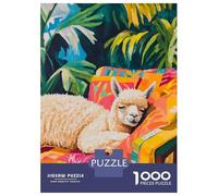 Rompecabezas para Adolescentes 1000 Sleeping Alpaca in Tropical Paradise Rompecabezas para Adultos Juegos Divertidos Regalos para Mujeres Ayuda A Ejercitar El Cerebro 70x50cm/1000pcs