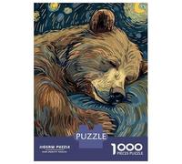 Rompecabezas para Adolescentes 1000 Sleeping Bear in Starry Night Style Rompecabezas para Adultos Juego Práctico Patrón De Ensamblaje Oferta como Regalos para Toda La Familia 52x38cm/1000pcs