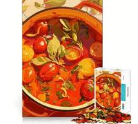 Rompecabezas para Adolescentes 1000 Sopa de Tomate en Olla Naranja Ilustración Corte preciso Divertido Juego Creativo para el Cerebro Relajante Tiempo de diversión Regalo de Arte navideño (38x26cm)