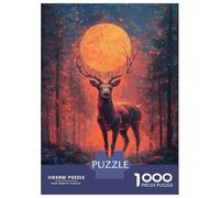 Rompecabezas para Adolescentes 1000 Stag Under Blood Moon Rompecabezas para Adultos Juguete Decoración De Pared Alivia El Estrés Ayuda A Ejercitar El Cerebro 38x26cm/1000pcs