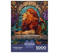 Rompecabezas para Adolescentes 1000 Stained Glass Lion with Birds Rompecabezas para Adultos Juguete Decoración De Pared Alivia El Estrés Ayuda A Ejercitar El Cerebro 70x50cm/1000pcs