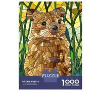 Rompecabezas para Adolescentes 1000 Stained Glass Quokka in Nature Rompecabezas para Adultos Juego De Ingenio Carrera De Velocidad De Manos para Cumpleaños, Navidad 38x26cm/1000pcs