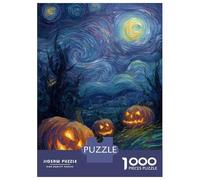 Rompecabezas para Adolescentes 1000 Starry Halloween Night Painting Rompecabezas para Adultos Juguete Decoración De Pared Alivia El Estrés Ayuda A Ejercitar El Cerebro 52x38cm/1000pcs