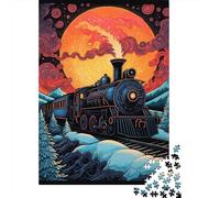 Rompecabezas para Adolescentes 1000 Steam Train Winter Night Rompecabezas para Adultos Juguete Decoración De Pared Alivia El Estrés Ayuda A Ejercitar El Cerebro 70x50cm/1000pcs