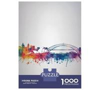 Rompecabezas para Adolescentes 1000 Sydney Skyline Watercolor Rompecabezas para Adultos Juguete Decoración De Pared Alivia El Estrés Ayuda A Ejercitar El Cerebro 70x50cm/1000pcs
