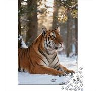 Rompecabezas para Adolescentes 1000 Tiger in Snowy Forest Rompecabezas para Adolescentes Juego De Ingenio Decoración De Pared Regalos Y Cumpleaños Únicos 70x50cm/1000pcs
